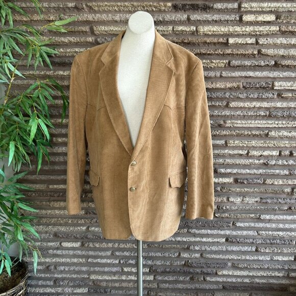 CCC Western Wear  Tan Corduroy Suede Elbow Patches Sports Coat Size 50L - Picture 9 of 10